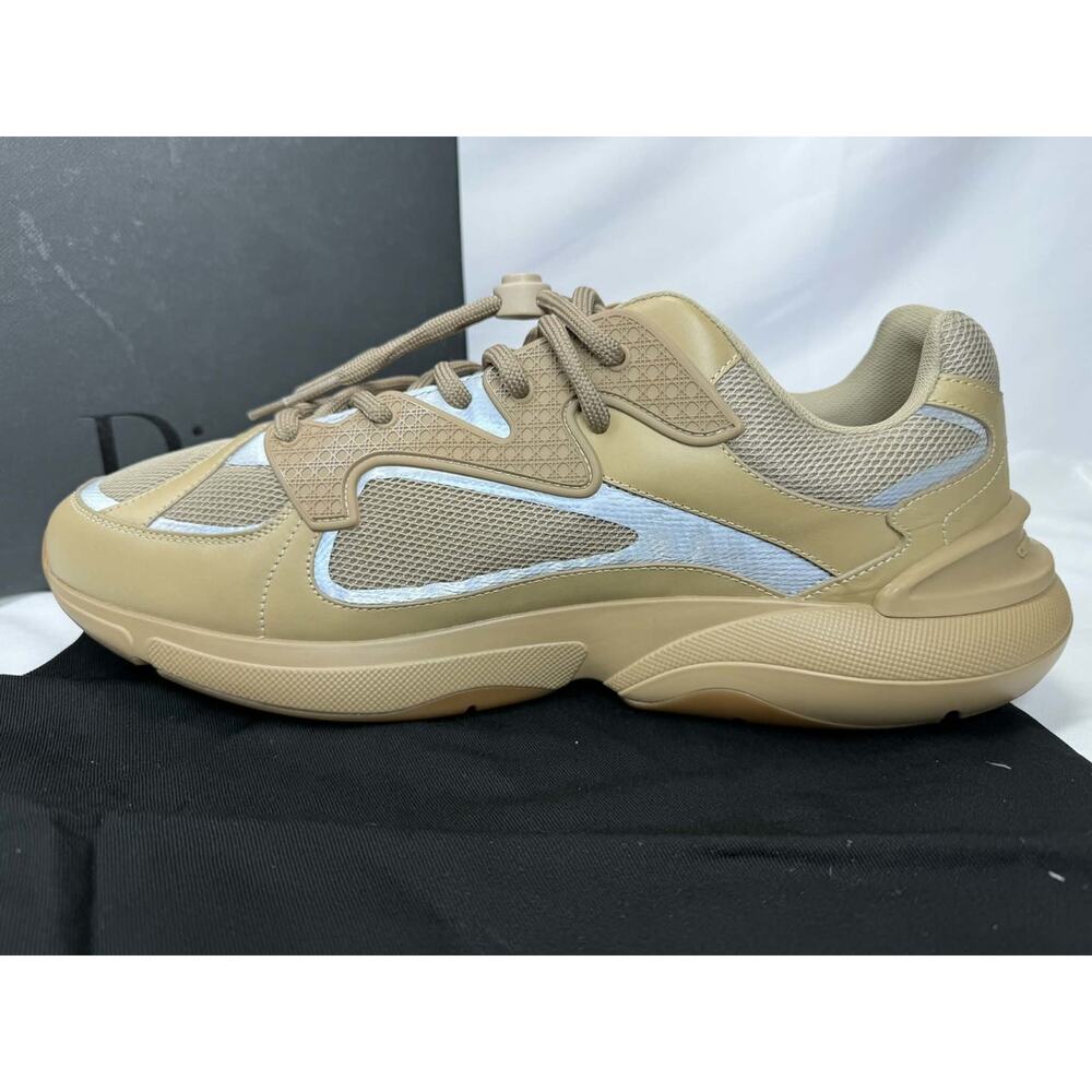 Dior B24 Beige Mesh Leather Trainers Size 46 EU/ 13 US SPB-TS 343339 - Picture 9 of 13